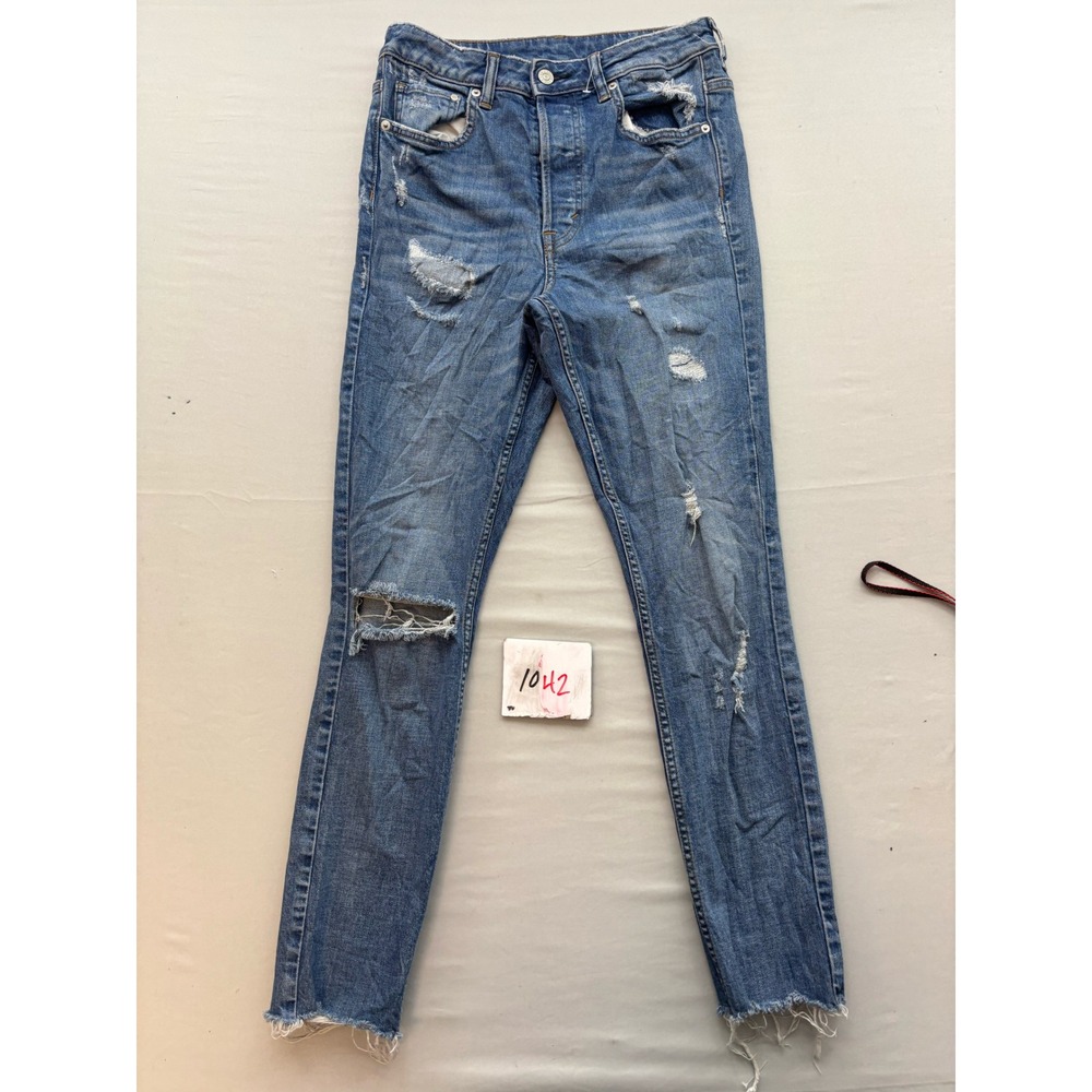 H&M &Denim Vintage Skinny High Waist Distressed Jeans Blue Size 29 05721247